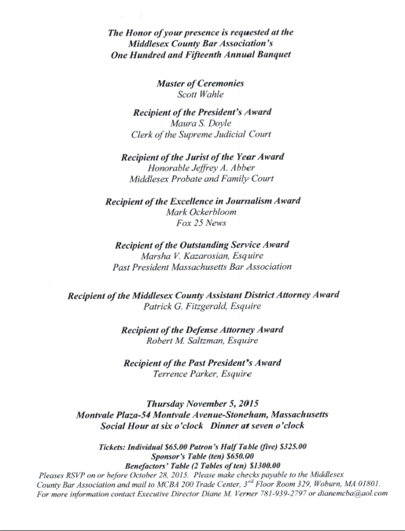 Annual Banquet Invite 2015